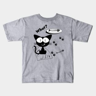 Cat What? Funny Black Cat Kids T-Shirt